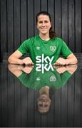 17 September 2021; Niamh Fahey poses for a portrait during a Republic of Ireland press conference at the Castleknock Hotel in Dublin. Photo by Stephen McCarthy/Sportsfile