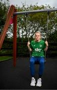 17 September 2021; Claire Walsh poses for a portrait during a Republic of Ireland press conference at the Castleknock Hotel in Dublin. Photo by Stephen McCarthy/Sportsfile