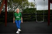 17 September 2021; Claire Walsh poses for a portrait during a Republic of Ireland press conference at the Castleknock Hotel in Dublin. Photo by Stephen McCarthy/Sportsfile