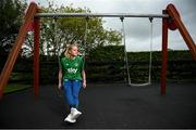 17 September 2021; Claire Walsh poses for a portrait during a Republic of Ireland press conference at the Castleknock Hotel in Dublin. Photo by Stephen McCarthy/Sportsfile