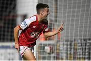 17 September 2021; Darragh Burns of St Patrick's Athletic celebrates after scoring his side's first goal during the extra.ie FAI Cup Quarter-Final match between St Patrick's Athletic and Wexford at Richmond Park in Dublin. Photo by Ben McShane/Sportsfile