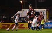 17 September 2021; Conor Levingston of Bohemians shoots to score his side's second goal during the extra.ie FAI Cup Quarter-Final match between Bohemians and Maynooth University Town at Dalymount Park in Dublin. Photo by Stephen McCarthy/Sportsfile
