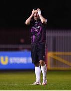 17 September 2021; Conor Crowley of Wexford reacts after being sent off during the extra.ie FAI Cup Quarter-Final match between St Patrick's Athletic and Wexford at Richmond Park in Dublin. Photo by Ben McShane/Sportsfile