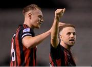 17 September 2021; Keith Ward of Bohemians celebrates with team-mate Ciarán Kelly, left, after scoring their side's third goal during the extra.ie FAI Cup Quarter-Final match between Bohemians and Maynooth University Town at Dalymount Park in Dublin. Photo by Stephen McCarthy/Sportsfile