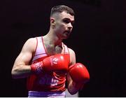 17 September 2021; Thomas McCann of St Paul’s Boxing Club, Antrim, during his 60kg bout against Teo Allen of Cookstown Boxing Club, Tyrone, during the IABA National Championships Preliminaries at the National Boxing Stadium in Dublin. Photo by Piaras Ó Mídheach/Sportsfile