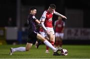17 September 2021; Ben McCormack of St Patrick's Athletic in action against Harry Groome of Wexford during the extra.ie FAI Cup Quarter-Final match between St Patrick's Athletic and Wexford at Richmond Park in Dublin. Photo by Ben McShane/Sportsfile