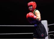 17 September 2021; Clodagh McComiskey of Gilford Boxing Club, Down, during her 54kg bout against Sara Haghighat-Jo of St Brigid's Boxing Club in Edenderry, Offaly, during the IABA National Championships Preliminaries at the National Boxing Stadium in Dublin. Photo by Piaras Ó Mídheach/Sportsfile