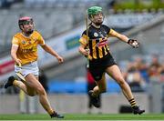 12 September 2021; Ciara O’Keefe of Kilkenny in action against Caoimhe Conlon of Antrim during the All-Ireland Intermediate Camogie Championship Final match between Antrim and Kilkenny at Croke Park in Dublin. Photo by Piaras Ó Mídheach/Sportsfile