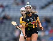 12 September 2021; Sinéad O'Keefe of Kilkenny in action against Amy Boyle of Antrim during the All-Ireland Intermediate Camogie Championship Final match between Antrim and Kilkenny at Croke Park in Dublin. Photo by Piaras Ó Mídheach/Sportsfile