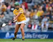 12 September 2021; Róisín McCormick of Antrim takes a free during the All-Ireland Intermediate Camogie Championship Final match between Antrim and Kilkenny at Croke Park in Dublin. Photo by Piaras Ó Mídheach/Sportsfile
