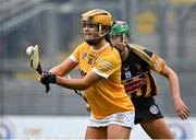 12 September 2021; Maeve Kelly of Antrim in action against Jennifer Leahy of Kilkenny during the All-Ireland Intermediate Camogie Championship Final match between Antrim and Kilkenny at Croke Park in Dublin. Photo by Piaras Ó Mídheach/Sportsfile