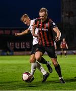 17 September 2021; Ciarán Kelly of Bohemians in action against Alex Kelly of Maynooth University Town during the extra.ie FAI Cup Quarter-Final match between Bohemians and Maynooth University Town at Dalymount Park in Dublin. Photo by Stephen McCarthy/Sportsfile