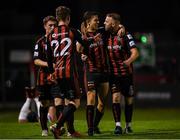 17 September 2021; Keith Buckley of Bohemians celebrates with team-mates, from left, Aaron Doran, left, Jamie Mullins, 22, and Keith Ward, right, after scoring their opening goal during the extra.ie FAI Cup Quarter-Final match between Bohemians and Maynooth University Town at Dalymount Park in Dublin. Photo by Stephen McCarthy/Sportsfile