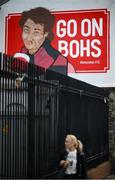 17 September 2021; A mural depicting Mrs Doyle from Father Ted is seen on The Back Page pub near Dalymount Park before the extra.ie FAI Cup Quarter-Final match between Bohemians and Maynooth University Town at Dalymount Park in Dublin. Photo by Stephen McCarthy/Sportsfile