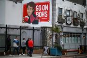 17 September 2021; A mural depicting Mrs Doyle from Father Ted is seen on The Back Page pub near Dalymount Park before the extra.ie FAI Cup Quarter-Final match between Bohemians and Maynooth University Town at Dalymount Park in Dublin. Photo by Stephen McCarthy/Sportsfile