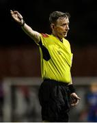 17 September 2021; Referee Derek Michael Tomney during the extra.ie FAI Cup Quarter-Final match between St Patrick's Athletic and Wexford at Richmond Park in Dublin. Photo by Ben McShane/Sportsfile