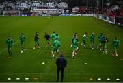 18 September 2021; Shamrock Rovers players warm-up before the SSE Airtricity League Premier Division match between Sligo Rovers and Shamrock Rovers at The Showgrounds in Sligo. Photo by Stephen McCarthy/Sportsfile