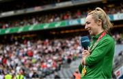 11 September 2021; Tokyo Paralympic Gold medallist Ellen Keane during the GAA Football All-Ireland Senior Championship Final match between Mayo and Tyrone at Croke Park in Dublin. Photo by Ramsey Cardy/Sportsfile