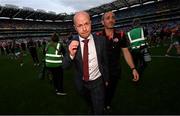 11 September 2021; Tyrone joint-manager Brian Dooher, right, with former Tyrone player Peter Canavan after the GAA Football All-Ireland Senior Championship Final match between Mayo and Tyrone at Croke Park in Dublin. Photo by Ramsey Cardy/Sportsfile
