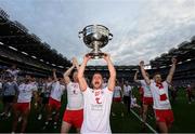 11 September 2021; Niall Kelly of Tyrone with the Sam Maguire cup after the GAA Football All-Ireland Senior Championship Final match between Mayo and Tyrone at Croke Park in Dublin. Photo by Ramsey Cardy/Sportsfile