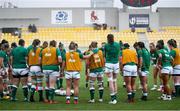 19 September 2021; Ireland players in a huddle during the warm up before the Rugby World Cup 2022 Europe Qualifying Tournament match between Italy and Ireland at Stadio Sergio Lanfranchi in Parma, Italy. Photo by Roberto Bregani/Sportsfile