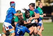 19 September 2021; Laura Feely of Ireland in action against Melissa Bettoni of Italy during the Rugby World Cup 2022 Europe Qualifying Tournament match between Italy and Ireland at Stadio Sergio Lanfranchi in Parma, Italy. Photo by Roberto Bregani/Sportsfile