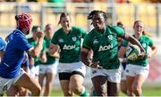 19 September 2021; Linda Djougang of Ireland in action against Vittoria Ostuni Minuzzi of Italy during the Rugby World Cup 2022 Europe Qualifying Tournament match between Italy and Ireland at Stadio Sergio Lanfranchi in Parma, Italy. Photo by Roberto Bregani/Sportsfile
