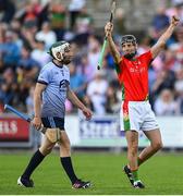 19 September 2021; Tomás Mahon of Rapparees celebrates after his side's victory, as Aidan Rochford of St Anne's Rathangan looks on, at the Wexford Senior County Hurling Championship Final match between St Anne's Rathangan and Rapparees at Chadwicks Wexford Park in Wexford. Photo by Piaras Ó Mídheach/Sportsfile