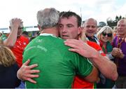 19 September 2021; Rapparees captain Kevin Foley celebrates with supporters after his side's victory in the Wexford Senior County Hurling Championship Final match between St Anne's Rathangan and Rapparees at Chadwicks Wexford Park in Wexford. Photo by Piaras Ó Mídheach/Sportsfile