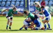 19 September 2021; Nichola Fryday of Ireland is tackled by Giordana Duca of Italy during the Rugby World Cup 2022 Europe Qualifying Tournament match between Italy and Ireland at Stadio Sergio Lanfranchi in Parma, Italy. Photo by Roberto Bregani/Sportsfile