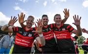 19 September 2021; Mount Leinster Rangers players, from left, Richard Coady, Richard Kelly and Fiachra Fitzpatrick celebrate after the Carlow Senior County Hurling Championship Final match between Mount Leinster Rangers and St Mullins at Netwatch Cullen Park in Carlow. Photo by Ben McShane/Sportsfile