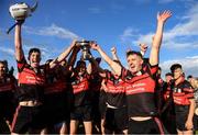 19 September 2021; Mount Leinster Rangers players celebrate with the cup after the Carlow Senior County Hurling Championship Final match between Mount Leinster Rangers and St Mullins at Netwatch Cullen Park in Carlow. Photo by Ben McShane/Sportsfile