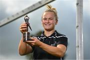 20 September 2021; PwC GPA Player of the Month for ladies’ football in September, Vikki Wall of Meath, with her award today at her home club Dunboyne GAA in Meath. Photo by Seb Daly/Sportsfile