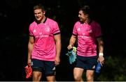 20 September 2021; Scott Penny, left, and Luke McGrath during the Leinster Rugby squad training session at UCD in Dublin.  Photo by Harry Murphy/Sportsfile