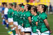 19 September 2021; Ireland players stand for the national anthem during the Rugby World Cup 2022 Europe Qualifying Tournament match between Italy and Ireland at Stadio Sergio Lanfranchi in Parma, Italy. Photo by Roberto Bregani/Sportsfile