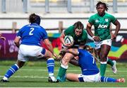 19 September 2021; Laura Feely of Ireland is tackled by Francesca Sgorbini of Italy during the Rugby World Cup 2022 Europe Qualifying Tournament match between Italy and Ireland at Stadio Sergio Lanfranchi in Parma, Italy. Photo by Roberto Bregani/Sportsfile