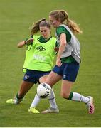 20 September 2021; Jamie Finn and Aoibheann Clancy, right, during a Republic of Ireland training session at Tallaght Stadium in Dublin. Photo by Stephen McCarthy/Sportsfile