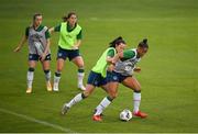 20 September 2021; Rianna Jarrett, right, and Áine O'Gorman during a Republic of Ireland training session at Tallaght Stadium in Dublin. Photo by Stephen McCarthy/Sportsfile