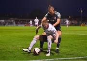 20 September 2021; Ross Tierney of Bohemians in action against Jack Malone of Derry City during the SSE Airtricity League Premier Division match between Bohemians and Derry City at Dalymount Park in Dublin. Photo by Seb Daly/Sportsfile