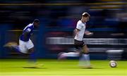 17 September 2021; Daniel Cleary of Dundalk in action against Babatunde Owolabi of Finn Harps during the extra.ie FAI Cup Quarter-Final match between Finn Harps and Dundalk at Finn Park in Ballybofey, Donegal. Photo by Ramsey Cardy/Sportsfile