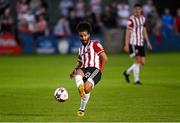27 August 2021; Bastien Hery of Derry City during the extra.ie FAI Cup Second Round match between Finn Harps and Derry City at Finn Park in Ballybofey, Donegal. Photo by Ramsey Cardy/Sportsfile