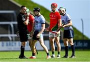 19 September 2021; Referee James Owens prepares to throw the ball in to start the Wexford Senior County Hurling Championship Final match between St Anne's Rathangan and Rapparees at Chadwicks Wexford Park in Wexford. Photo by Piaras Ó Mídheach/Sportsfile