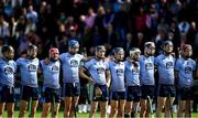 19 September 2021; St Anne's Rathangan players stand for Amhrán na bhFiann before the Wexford Senior County Hurling Championship Final match between St Anne's Rathangan and Rapparees at Chadwicks Wexford Park in Wexford. Photo by Piaras Ó Mídheach/Sportsfile