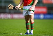 19 September 2021; Ryan Mahon of Rapparees prepares to take a free during the Wexford Senior County Hurling Championship Final match between St Anne's Rathangan and Rapparees at Chadwicks Wexford Park in Wexford. Photo by Piaras Ó Mídheach/Sportsfile