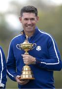 21 September 2021; Team Europe captain Padraig Harrington with the Ryder Cup before a practice round prior to the Ryder Cup 2021 Matches at Whistling Straits in Kohler, Wisconsin, USA. Photo by Tom Russo/Sportsfile