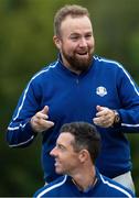 21 September 2021; Shane Lowry, top, and Rory McIlroy during a Team Europe squad photo session prior to the Ryder Cup 2021 Matches at Whistling Straits in Kohler, Wisconsin, USA. Photo by Tom Russo/Sportsfile