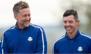 21 September 2021; Ian Poulter, left, and Rory McIlroy during a Team Europe squad photo session prior to the Ryder Cup 2021 Matches at Whistling Straits in Kohler, Wisconsin, USA. Photo by Tom Russo/Sportsfile