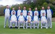 21 September 2021; Team Europe, back row, from left, Bernd Wiesberger, Matt Fitzpatrick, Tommy Fleetwood, Paul Casey, Viktor Hovland, Tyrrell Hatton, Shane Lowry and Ian Poulter, with front from left, Jon Rahm, Lee Westwood, team captain Padraig Harrington, Sergio Garcia and Rory McIlroy during a squad photo session prior to the Ryder Cup 2021 Matches at Whistling Straits in Kohler, Wisconsin, USA. Photo by Tom Russo/Sportsfile