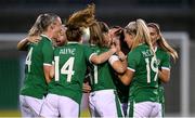 21 September 2021; Republic of Ireland players celebrate after Lucy Quinn scored their opening goal during the women's international friendly match between Republic of Ireland and Australia at Tallaght Stadium in Dublin. Photo by Stephen McCarthy/Sportsfile