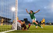 21 September 2021; Niamh Fahey of Republic of Ireland celebrates the goal of team-mate Denise O'Sullivan during the women's international friendly match between Republic of Ireland and Australia at Tallaght Stadium in Dublin. Photo by Stephen McCarthy/Sportsfile